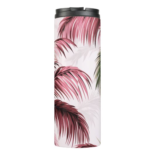 Ethereales Rosé-Palmenmuster Thermosbeker (Achterkant)