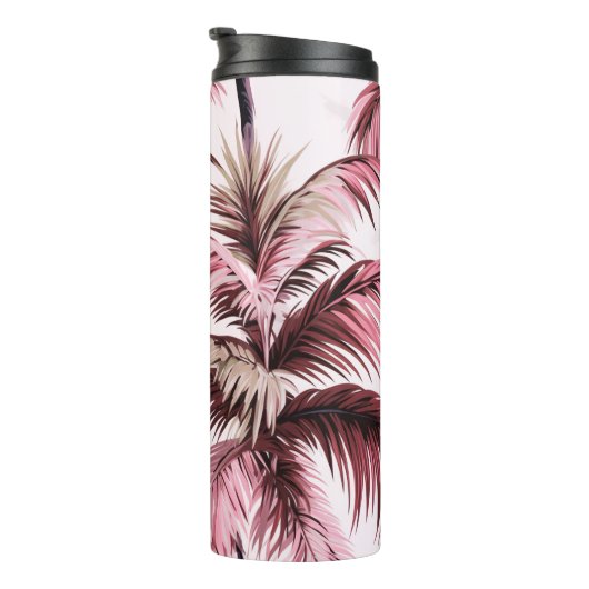 Ethereales Rosé-Palmenmuster Thermosbeker (Geroteerd rechts)