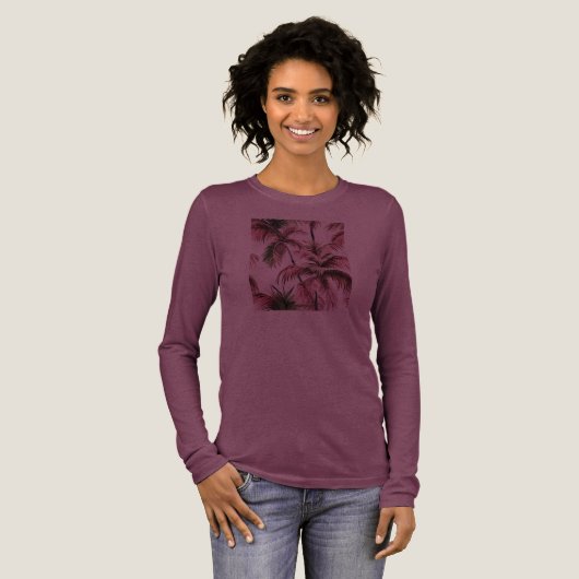 Ethereales Rosé-Palmenmuster Tri-Blend Shirt (Voorkant)