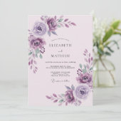 Ethereel Amethist Pr Plum Blad Bruiloft Kaart (Staand voorkant)