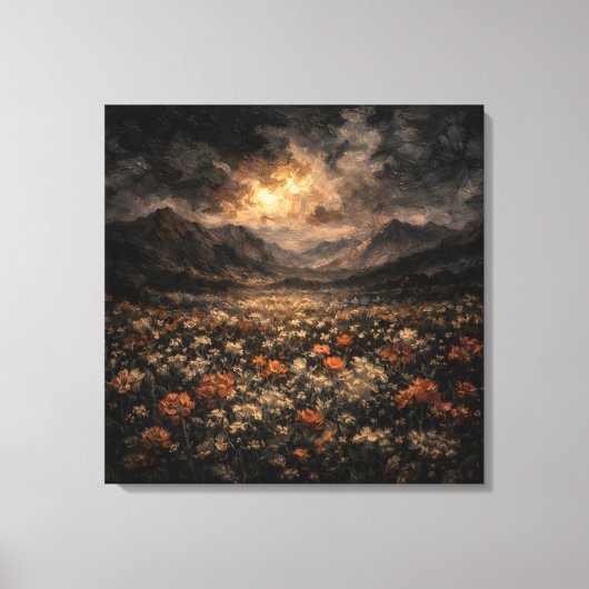 Ethereel bergachtig glanzend impasto landschap can canvas afdruk (Voorkant)