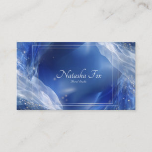 Ethereel Blauwe Abstracte Golf Witte Glitter Frame Visitekaartje
