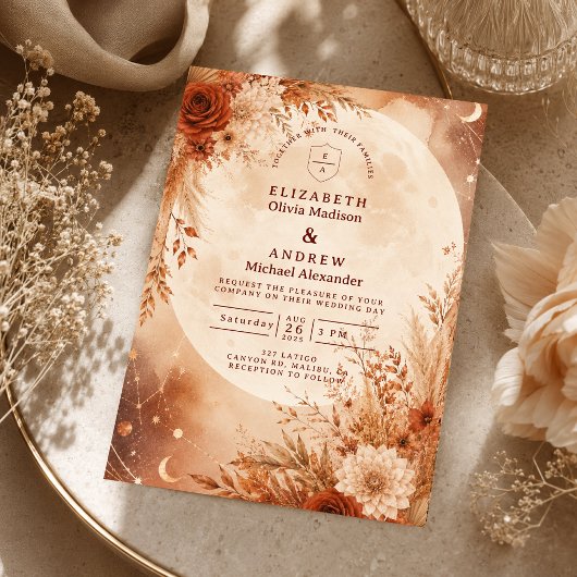 Ethereel Boho-herfstbruiloft Kaart