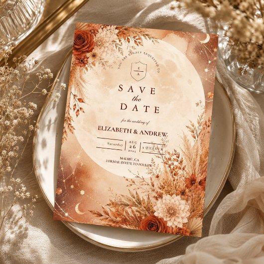 Ethereel Boho-herfstbruiloft Save The Date