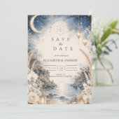 Ethereel Hemels Strandhuwelijk Save The Date (Staand voorkant)