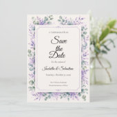 Ethereel Lavendel Bloemend Huwelijk Save The Date (Staand voorkant)