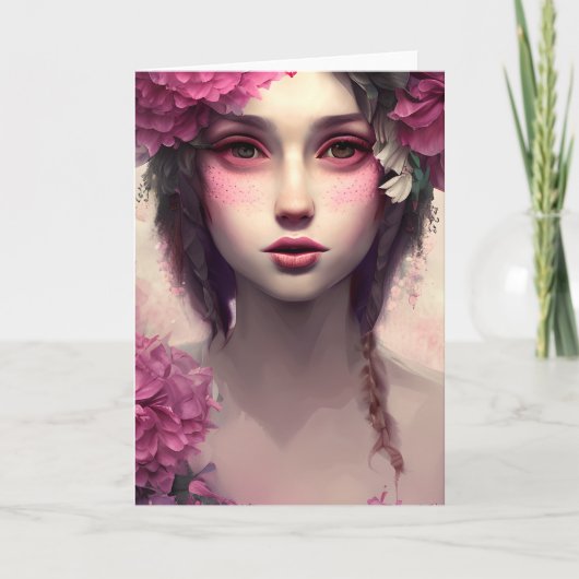 Ethereel meisje met roze sproeten kaart (Voorkant)