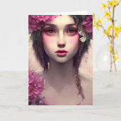 Ethereel meisje met roze sproeten kaart (Gele Bloem)