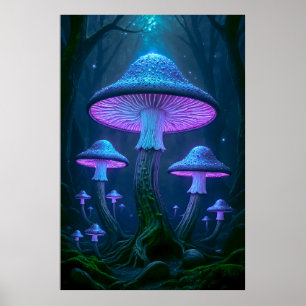 Ethereel Mystiek Woud Bioluminescente Natuur Poster