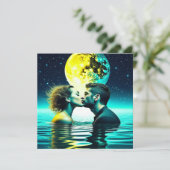 Ethereel Paar dat Kust in Maan Waterreflectie Kaart (Staand voorkant)