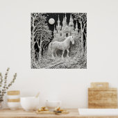 Ethereel Paard en Betoverd Kasteel Poster (Keuken)