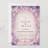 Ethereel Paarse Hemelse Bruiloft Save The Date (Voorkant)