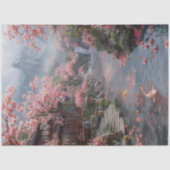 Ethereel Sakura-heiligdom Japanse Koi-stroom Tissuepapier (Voorkant)