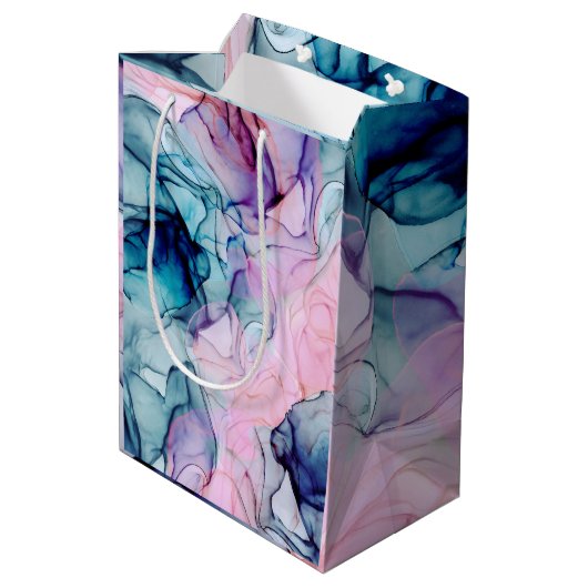Ethereel Teal Roze Paars Inkt Moderene Bruiloft Gl Medium Cadeauzakje (Achterkant Gekanteld)