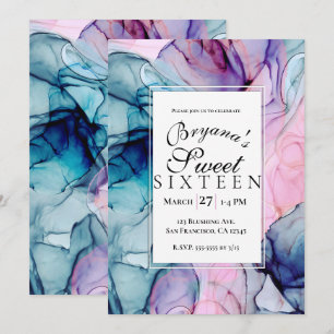 Ethereel Teal Roze Paarse Inkt Moderne Glam Sweet  Kaart