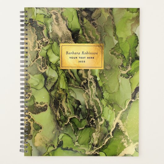 Etheregroen zwarte gouden Abstracte inkt Planner (Voorkant)