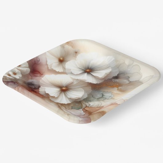 Etherele Abstracte Bloemige Kosmos Papieren Bordje (Gebogen)