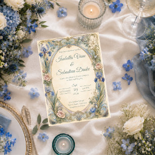 Etherele Art Nouveau bloemrijke romantische bruilo Kaart