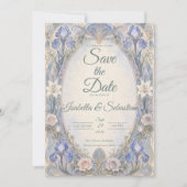 Etherele Art Nouveau Iris Romantische Bruiloft Save The Date (Voorkant)
