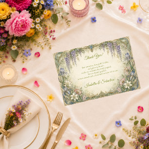 Etherele Art Nouveau Wisteria Romantische Bruiloft Bedankkaart