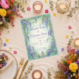 Etherele Art Nouveau Wisteria Romantische Bruiloft Kaart
