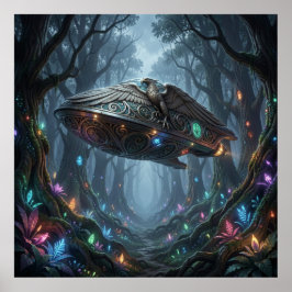Etherele Bioluminescente Flora en Kosmische Soever Poster