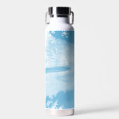 Etherele blauwe en witte winterrivier waterfles (Voorkant)