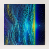 Etherele blauwe golven en oceanzonsondergang legpuzzel (Horizontaal)