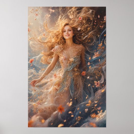 Etherele Bloemige Droomwereld Muurkunst Poster (Voorkant)