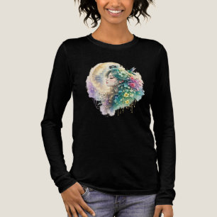 Etherele Bloemige Vrouw Kolibrie Waterverf T-Shirt