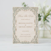 Etherele Botanische Filigraan Keltisch Save The Date (Staand voorkant)