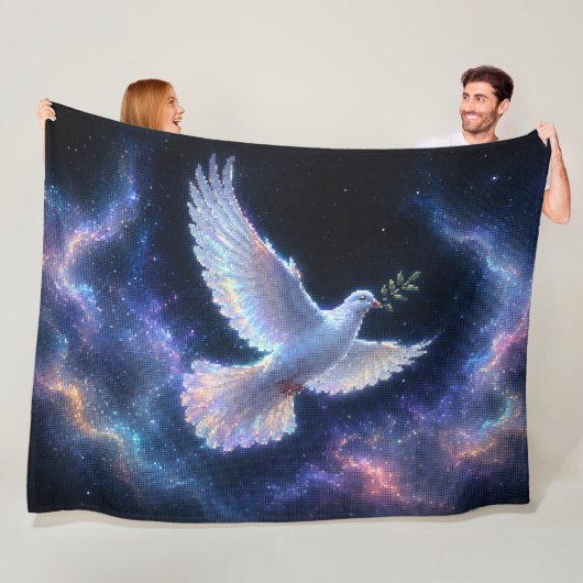 Etherele Duif van Vrede in Kosmisch Licht Fleece Deken (In situ)