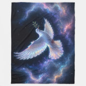 Etherele Duif van Vrede in Kosmisch Licht Fleece Deken (Voorkant)
