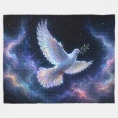 Etherele Duif van Vrede in Kosmisch Licht Fleece Deken (Voorkant (Horizontaal))