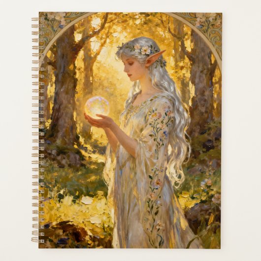 Etherele Elfenmaagd in Art Nouveau-stijl Planner (Voorkant)
