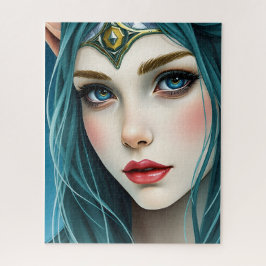 Etherele Elfenmaagd met Turquoise Haar en Gouden T Legpuzzel