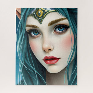 Etherele Elfenmaagd met Turquoise Haar en Gouden T Legpuzzel