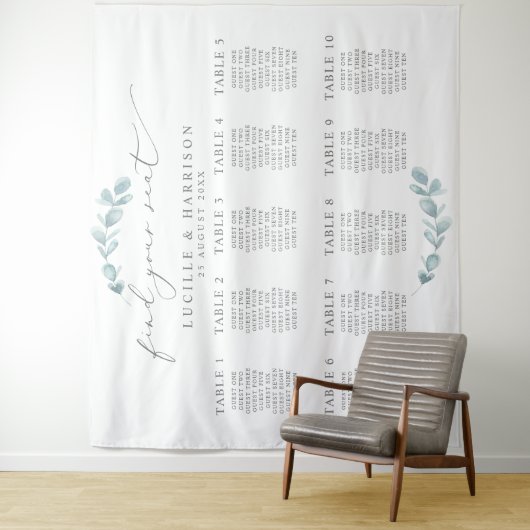 Etherele Eucalyptus Bruiloft Zitplaatsen/Tafel Pla Wandkleed (In situ)