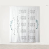 Etherele Eucalyptus Bruiloft Zitplaatsen/Tafel Pla Wandkleed (Voorkant)