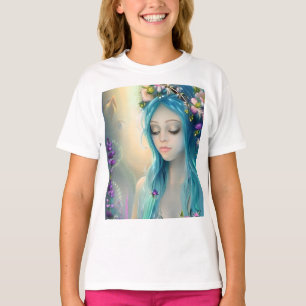 Etherele fantasiekunst Mooie blauwe fee T-shirt
