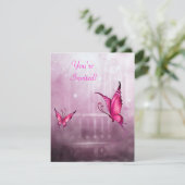 Etherele Fantasy Roze Vlinder Evenement Kaart (Staand voorkant)
