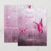 Etherele Fantasy Roze Vlinder Evenement Kaart (Voorkant / Achterkant)