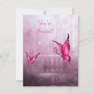 Etherele Fantasy Roze Vlinder Evenement Kaart
