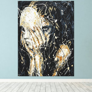 Etherele Geestachtig Gezicht Abstract Druppelende Canvas Afdruk