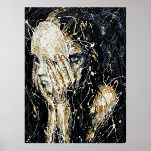 Etherele Geestelijk Gezicht Abstract Druppelende K Poster