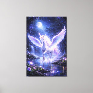 Etherele gevleugelde eenhoorn van licht ManJian Canvas Afdruk
