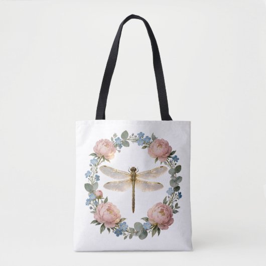 Etherele Gloeiende Libel Kunst Tote Bag (Voorkant)