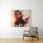 Etherele gotische vrouw met rode accenten wandkleed (In Situ (horizontaal))