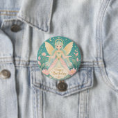 Etherele Goudgevleugelde Feeëngel Ronde Button 7,6 Cm (In situ)