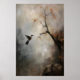 Etherele Kolibrie Schildering Vintage Vogel Muur Poster